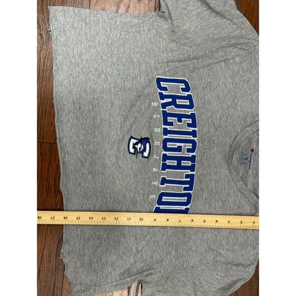 Champion Creighton Bluejays Crop Top Gray Tee Womens XL College Logo Shirt - Picture 7 of 12